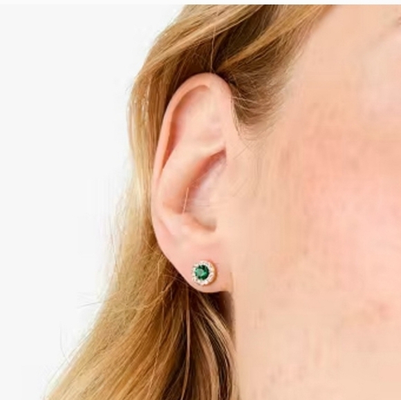 🔹️Kate Spade🔹️ you're a gem pave halo Stud Earrings "perfect pool"✨️💚 - Picture 3 of 4